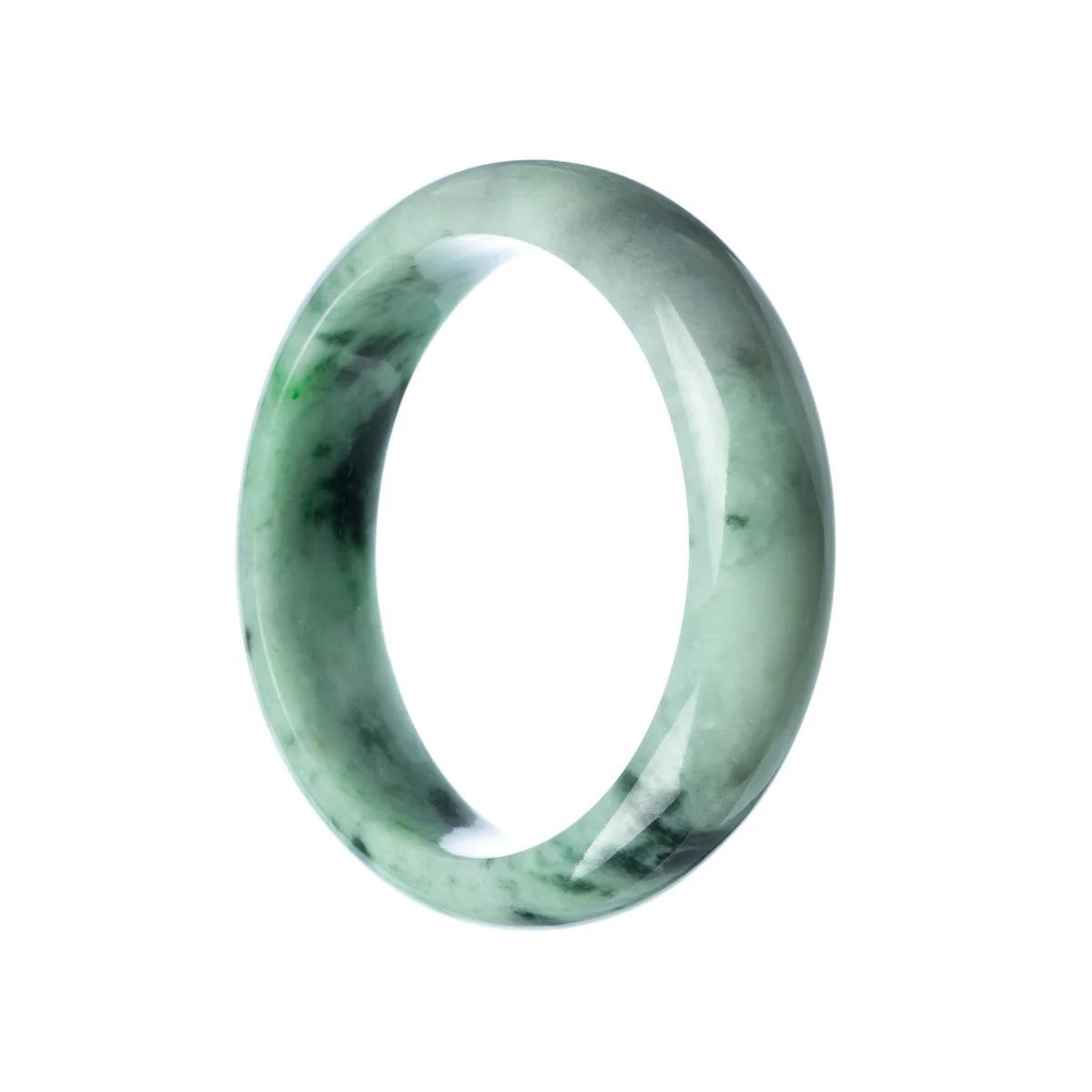 Genuine Type A Green Traditional Jade Bracelet - 59mm Half Moon - Image 2