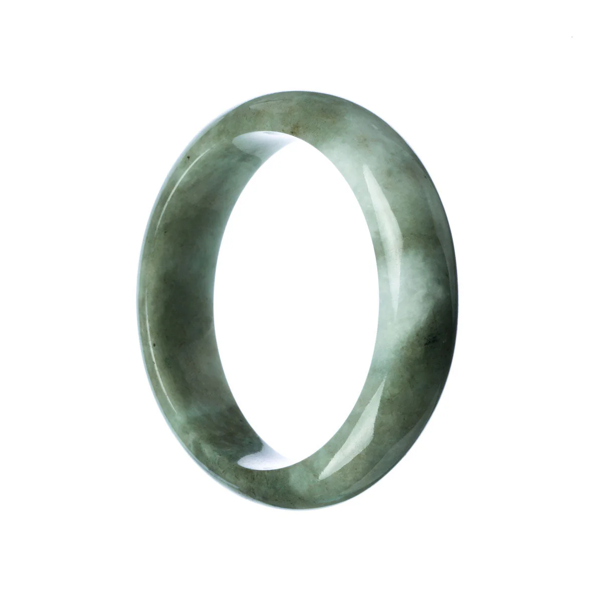 Genuine Grade A Green Burmese Jade Bracelet - 59mm Half Moon