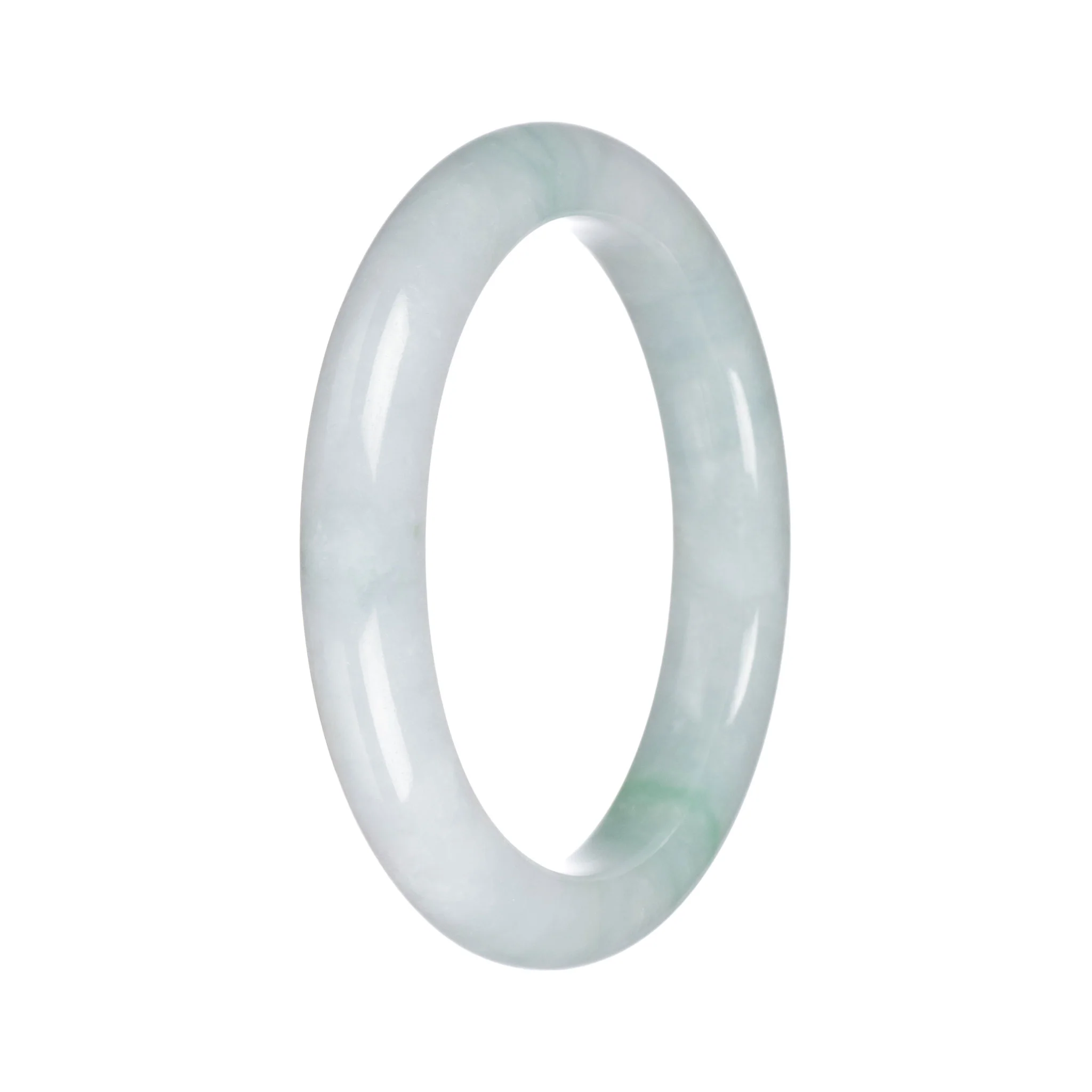Real Untreated Green Traditional Jade Bangle - 63mm Semi Round - Image 3