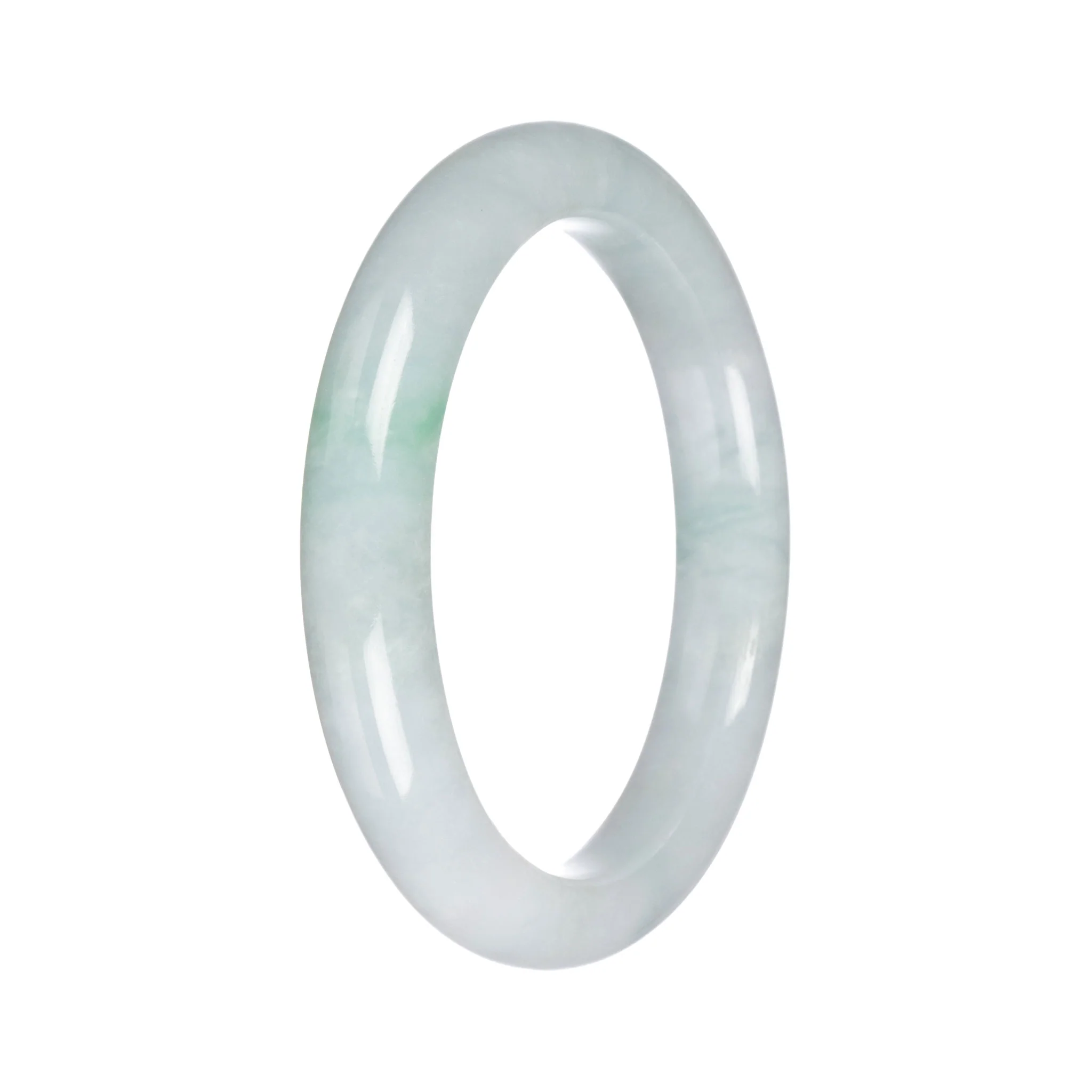 Real Untreated Green Traditional Jade Bangle - 63mm Semi Round - Image 4