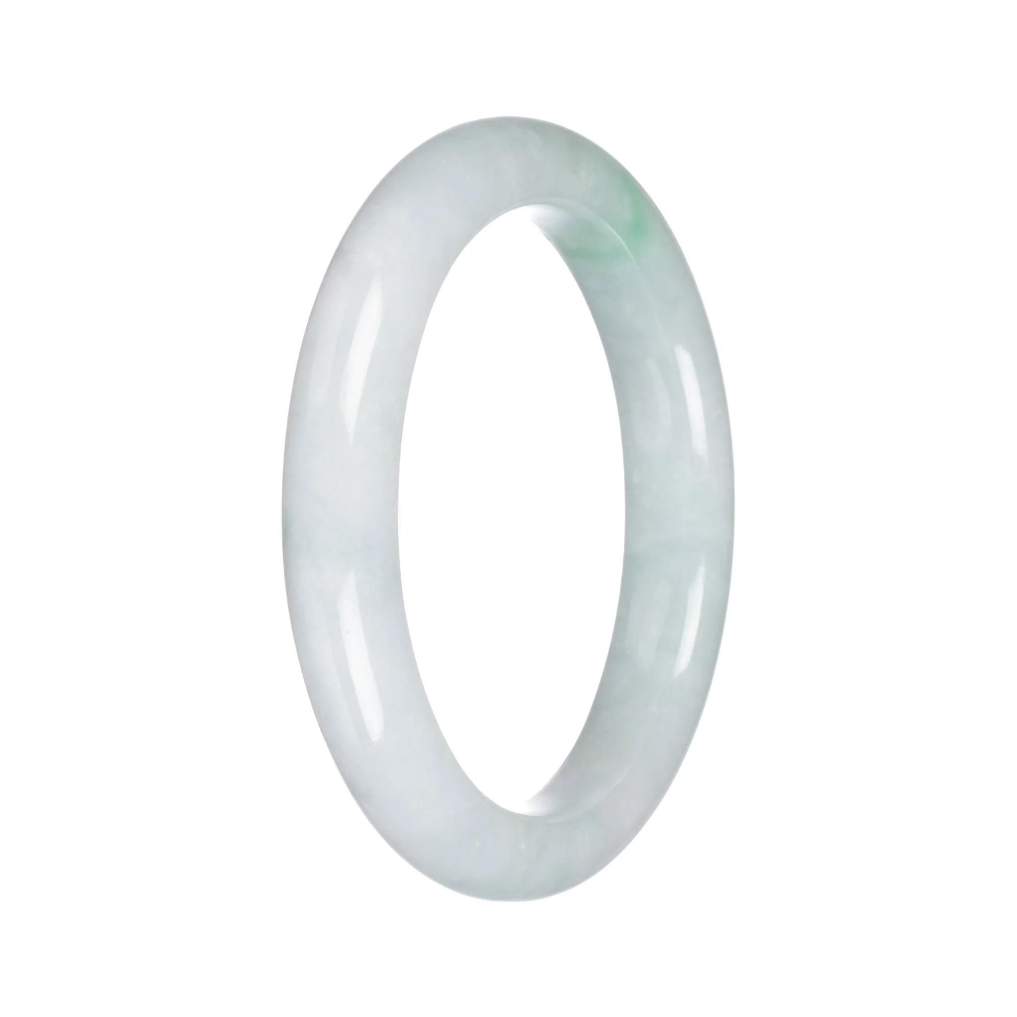 Real Untreated Green Traditional Jade Bangle - 63mm Semi Round - Image 5