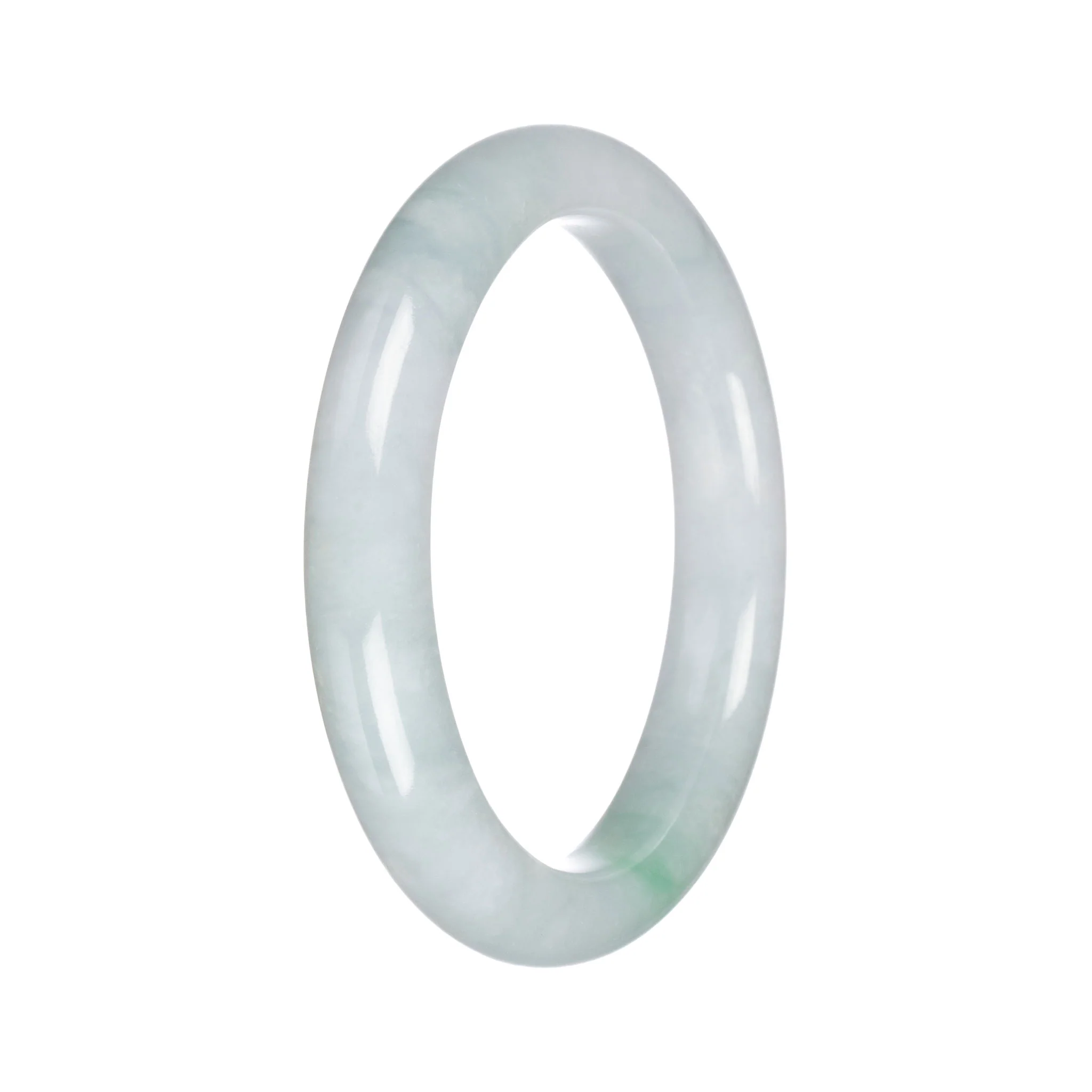 Real Untreated Green Traditional Jade Bangle - 63mm Semi Round - Image 6