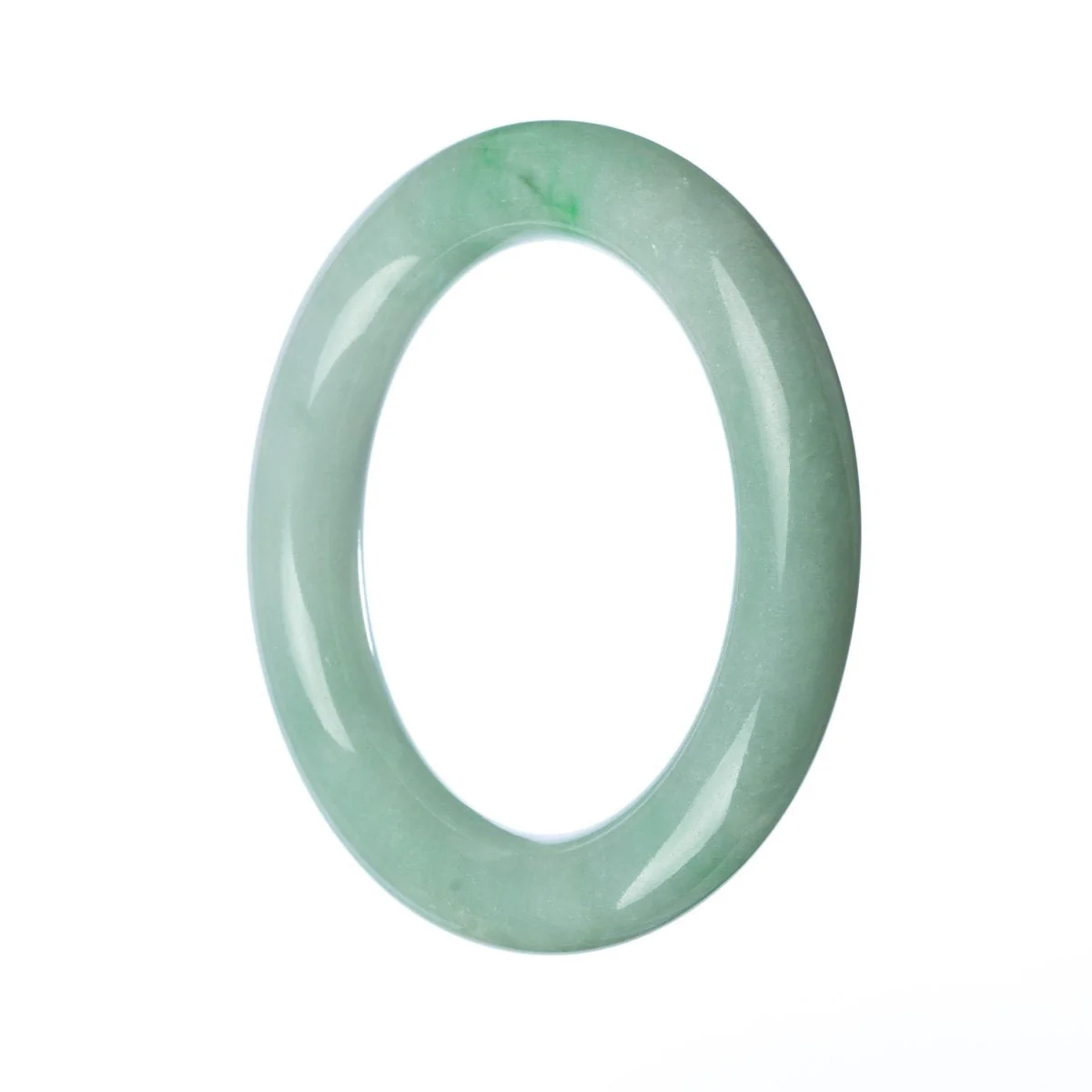 Genuine Grade A Green Burmese Jade Bangle - 58mm Round - Image 2