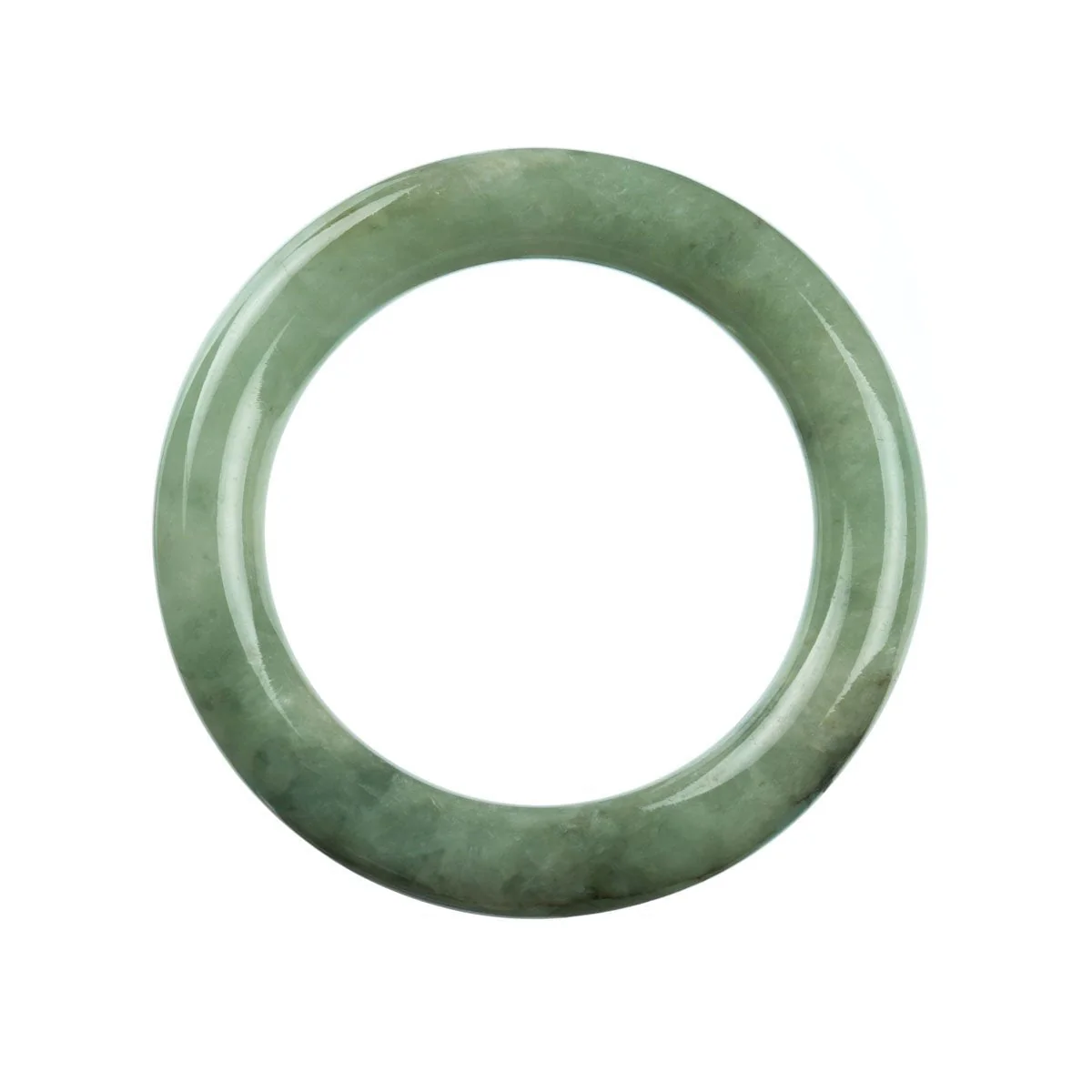 Real Grade A Green Traditional Jade Bangle Bracelet - 58mm Round - Image 4