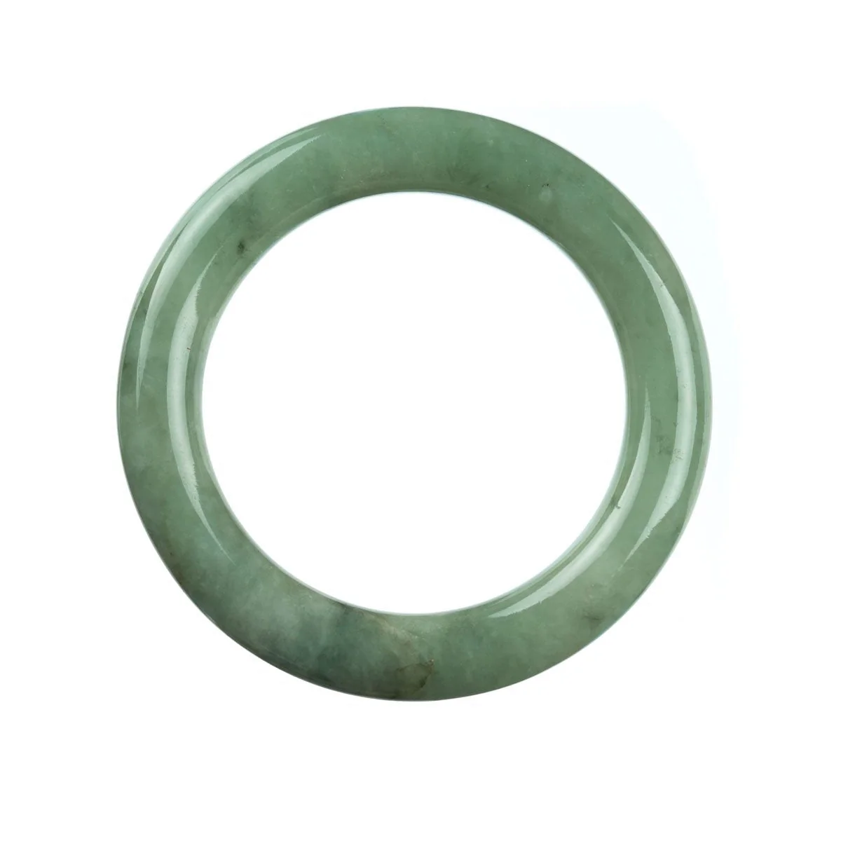 Real Grade A Green Traditional Jade Bangle Bracelet - 58mm Round - Image 5