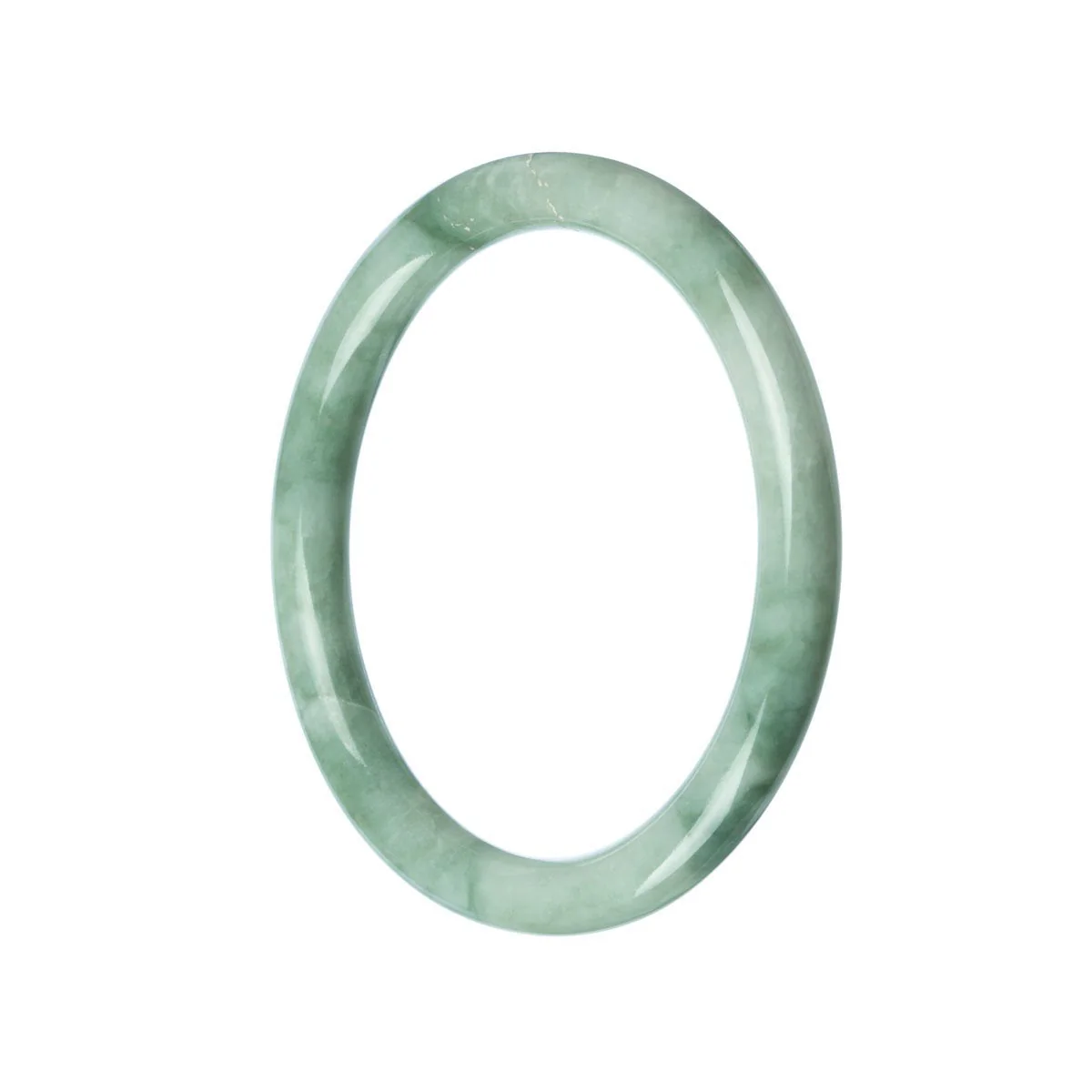 Genuine Natural Green Burmese Jade Bangle Bracelet - 62mm Petite Round - Image 2
