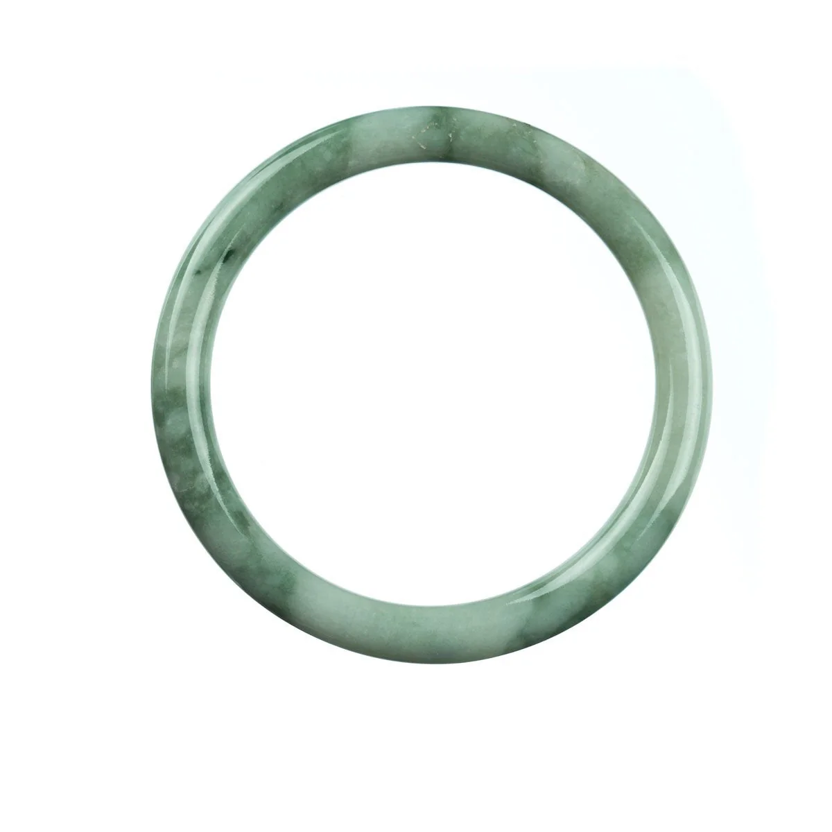 Genuine Natural Green Burmese Jade Bangle Bracelet - 62mm Petite Round - Image 3