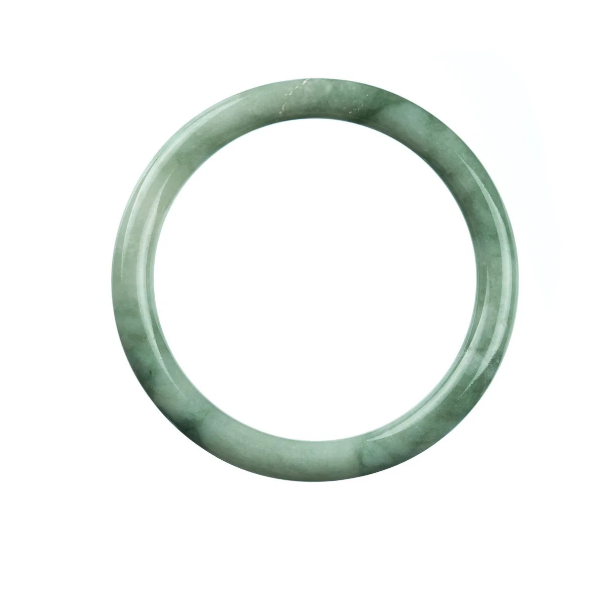 Genuine Natural Green Burmese Jade Bangle Bracelet - 62mm Petite Round - Image 4