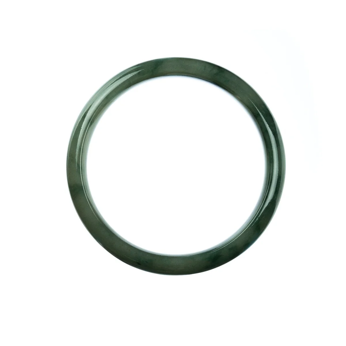 Genuine Grade A Green Traditional Jade Bangle - 59mm Half Moon - Image 3