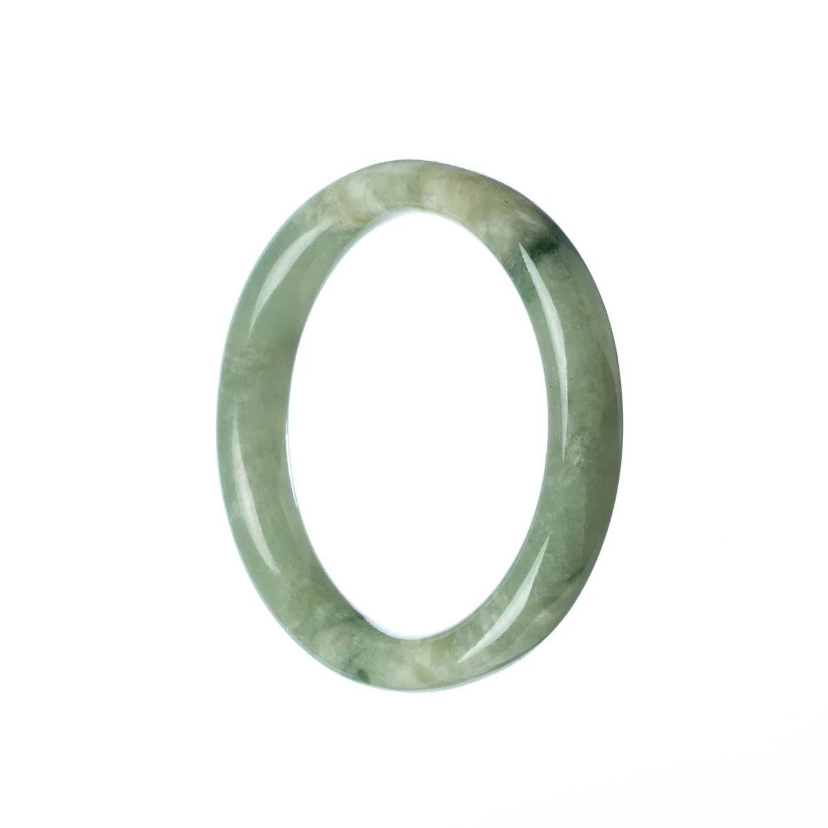 Certified Grade A Green Burmese Jade Bangle Bracelet - 54mm Semi Round