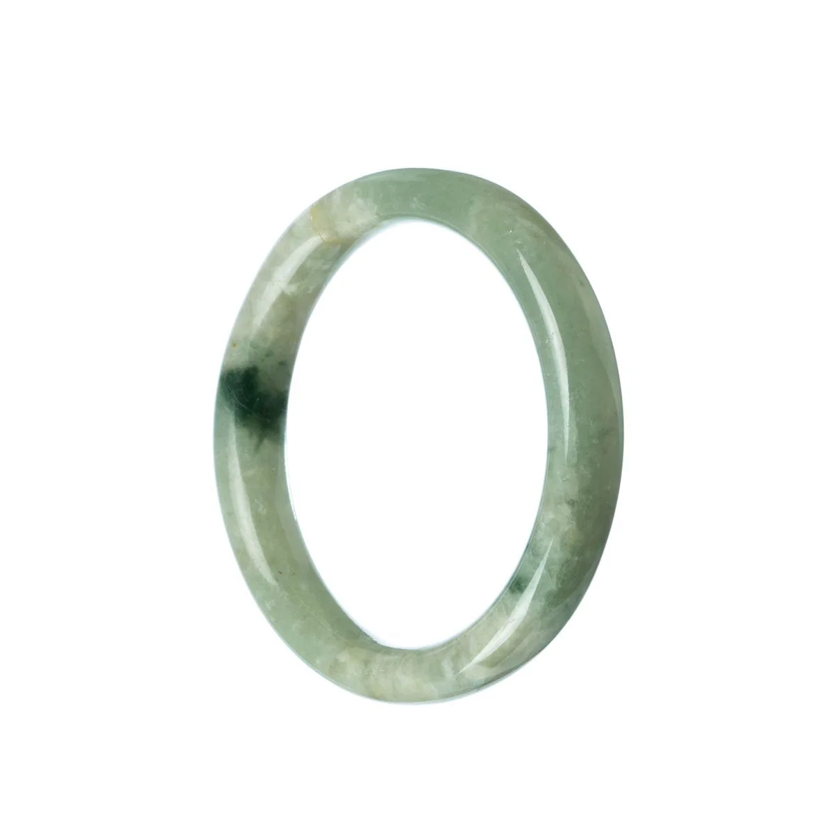 Certified Grade A Green Burmese Jade Bangle Bracelet - 54mm Semi Round - Image 2