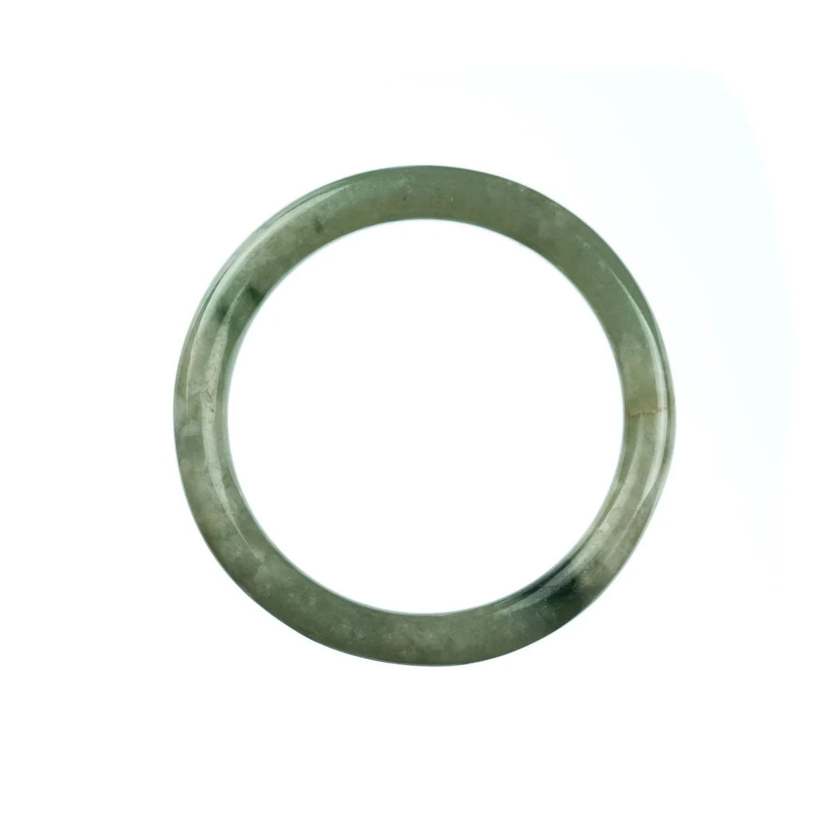 Certified Grade A Green Burmese Jade Bangle Bracelet - 54mm Semi Round - Image 4