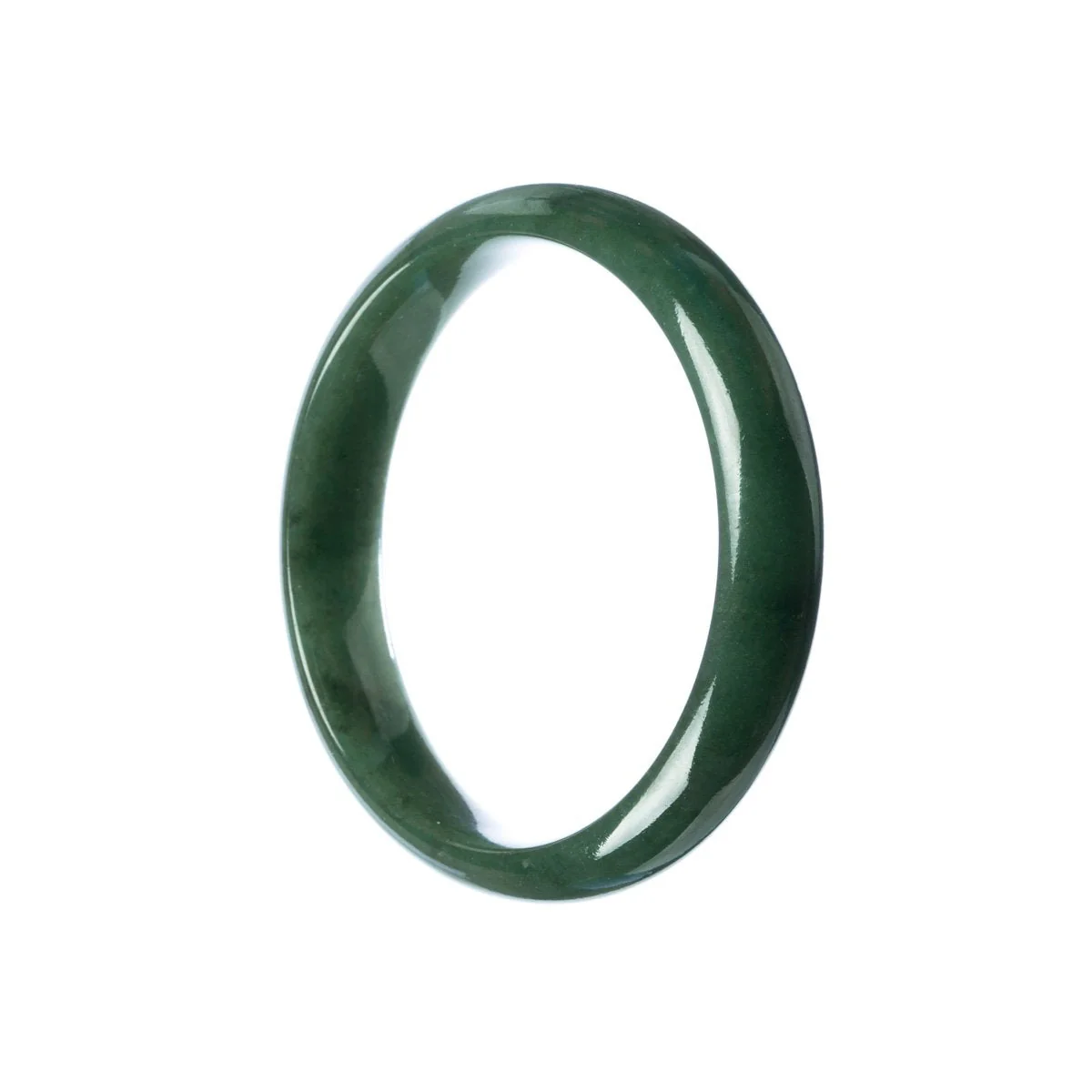 Certified Natural Green Jadeite Jade Bangle Bracelet - 57mm Half Moon - Image 2