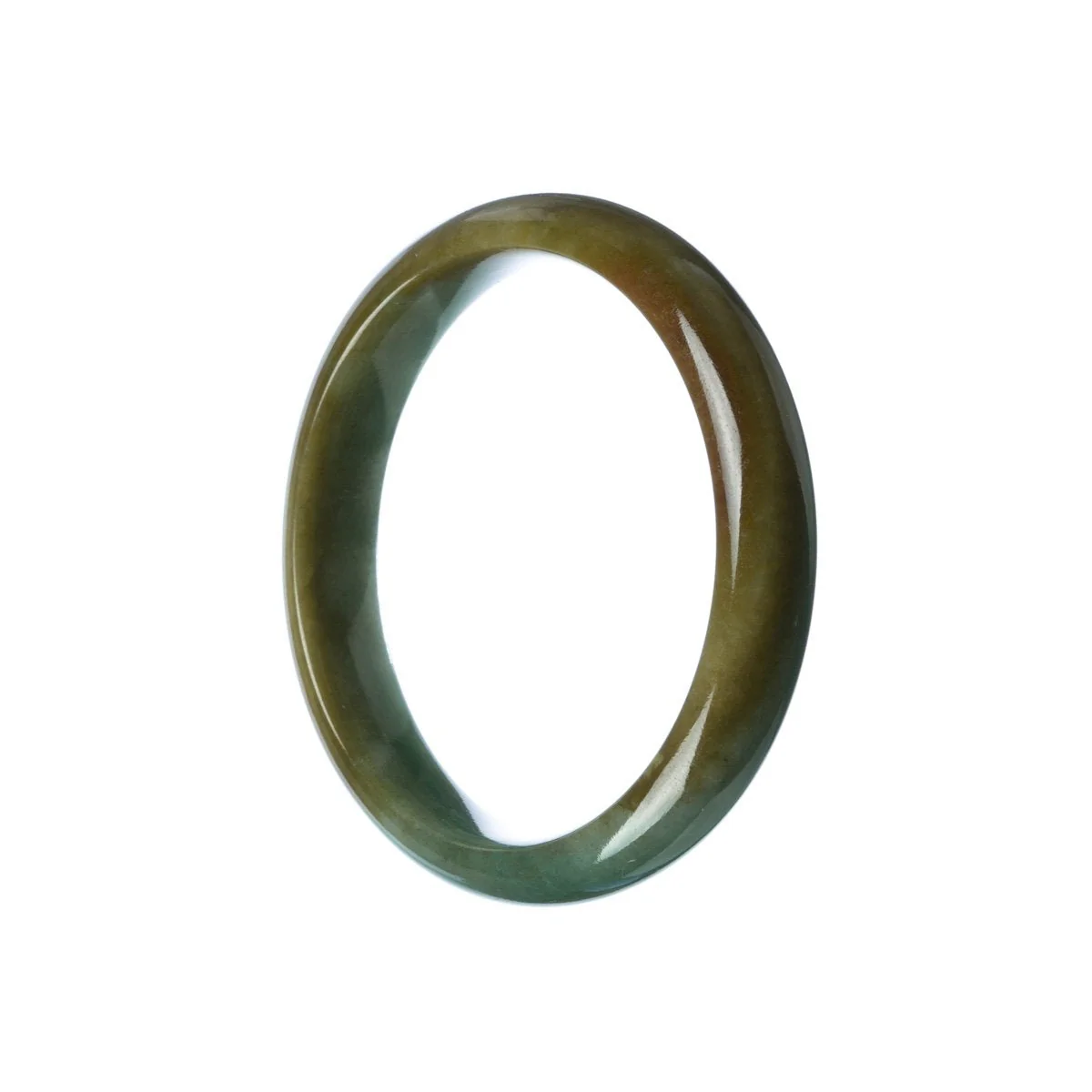 Authentic Grade A Green Jade Bangle Bracelet - 56mm Half Moon - Image 2