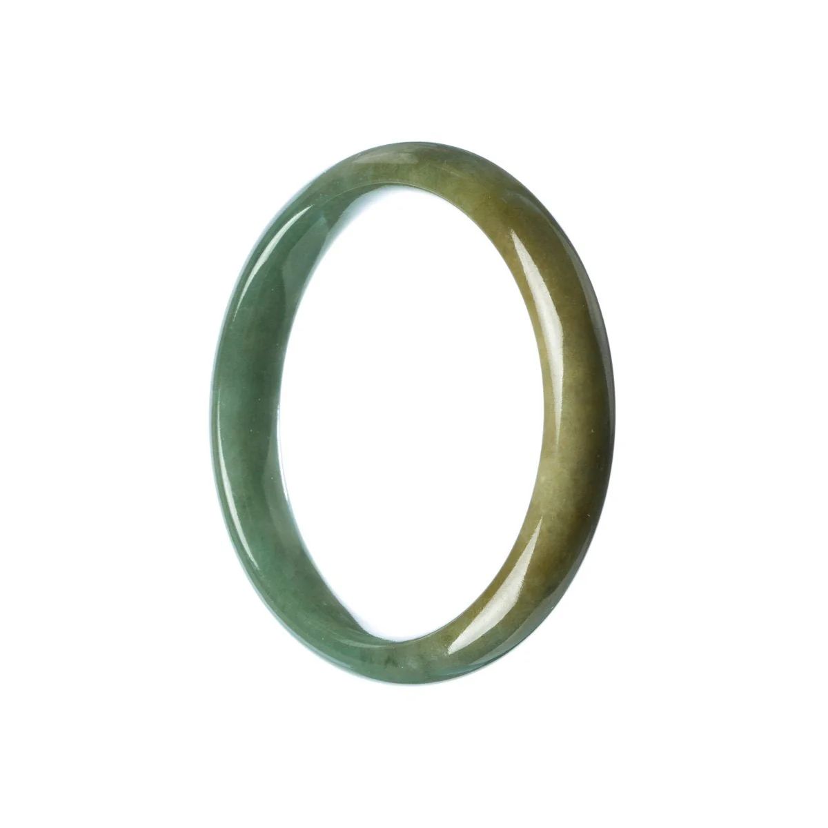 Real Grade A Green Jadeite Bangle - 57mm Half Moon - Image 2