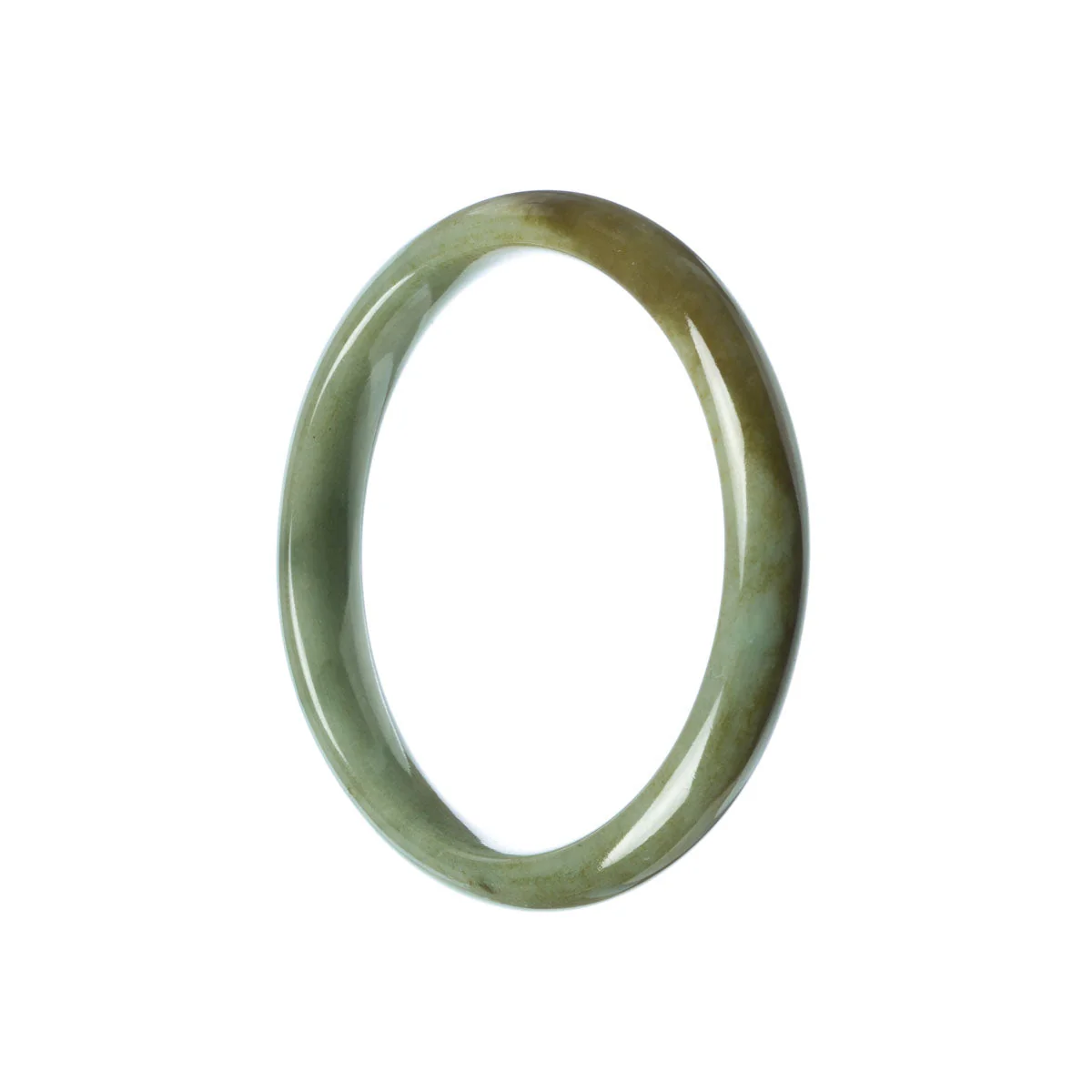 Authentic Grade A Green Traditional Jade Bangle Bracelet - 58mm Half Moon