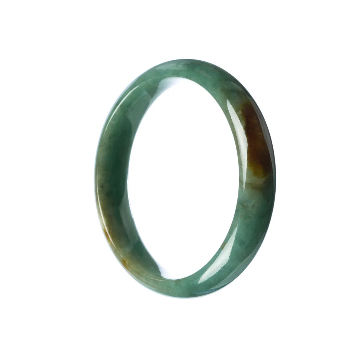 Genuine Untreated Green Traditional Jade Bangle Bracelet - 57mm Half Moon