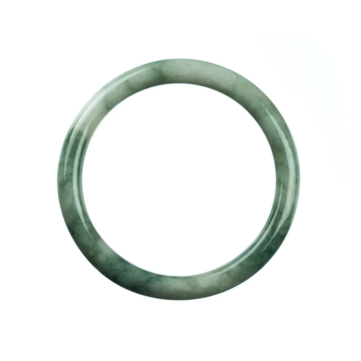 Genuine Grade A Green Jade Bangle Bracelet - 61mm Round - Image 2