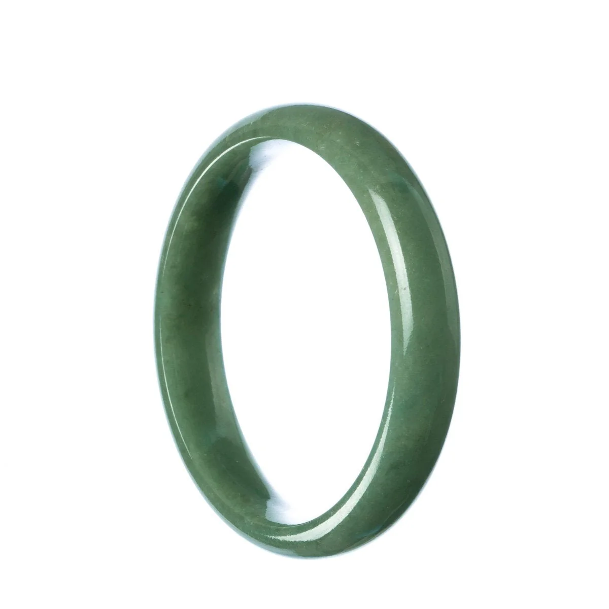 Certified Natural Green Jade Bangle Bracelet - 57mm Half Moon