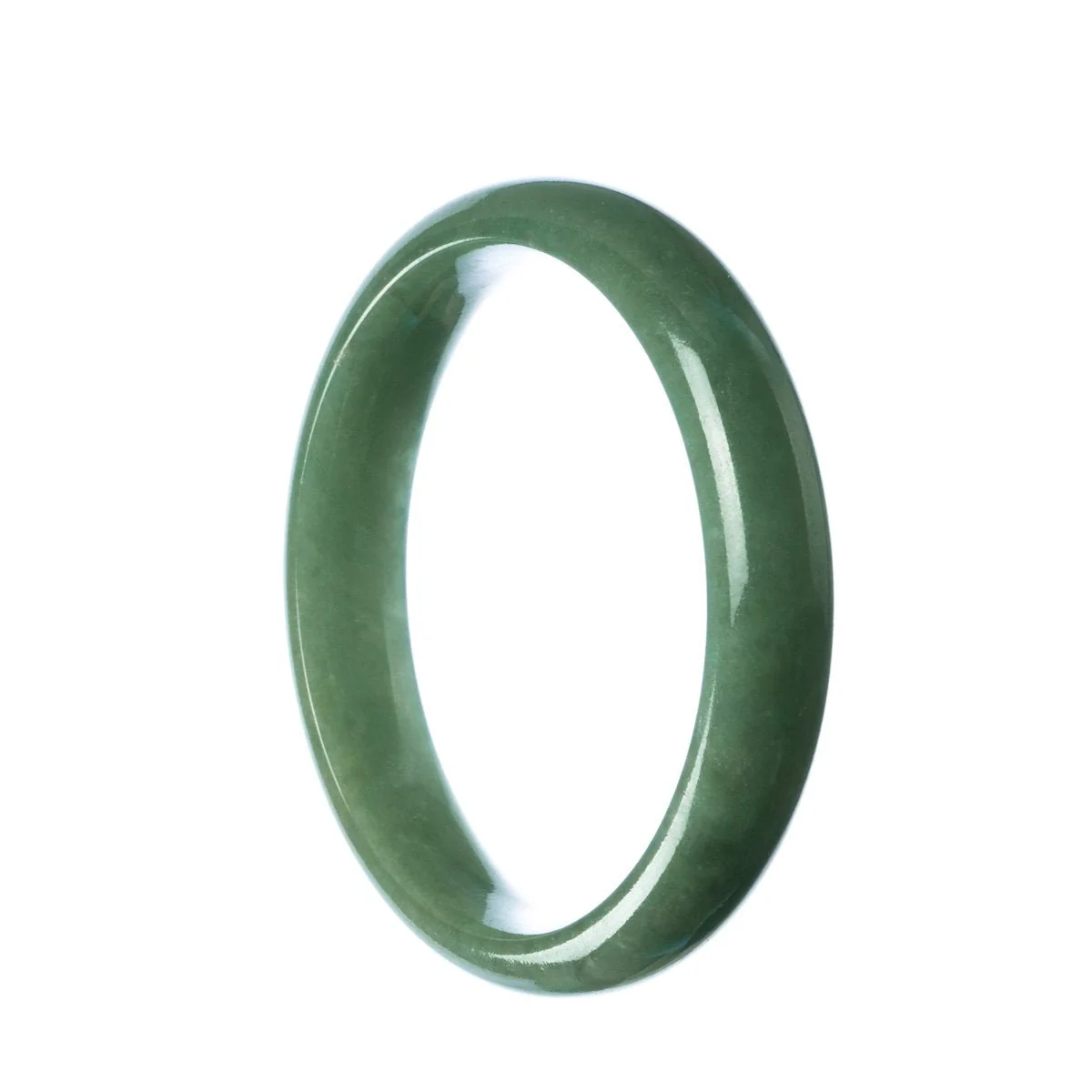 Certified Natural Green Jade Bangle Bracelet - 57mm Half Moon - Image 2