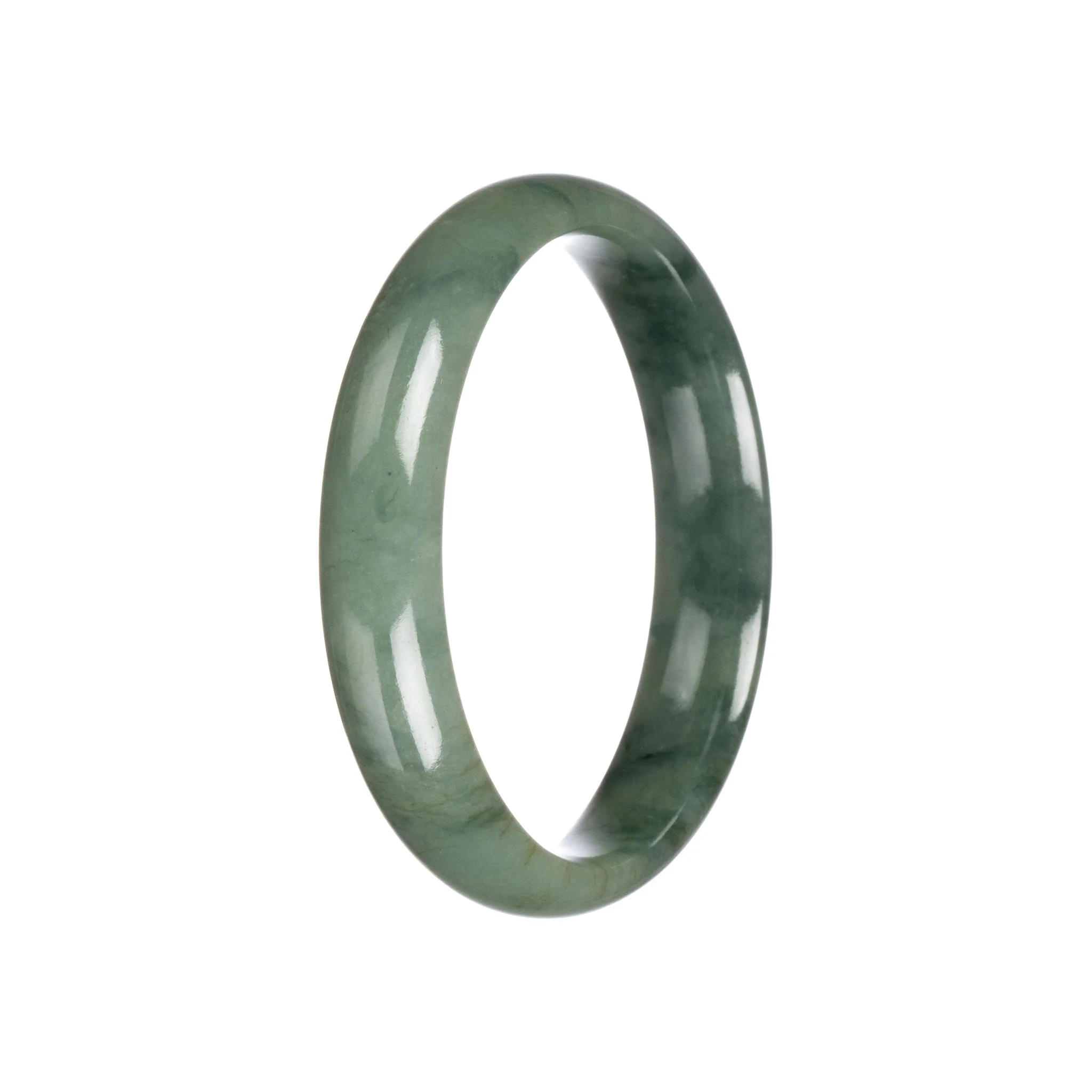 Genuine Untreated Green Traditional Jade Bangle Bracelet - 59mm Half Moon - Image 3