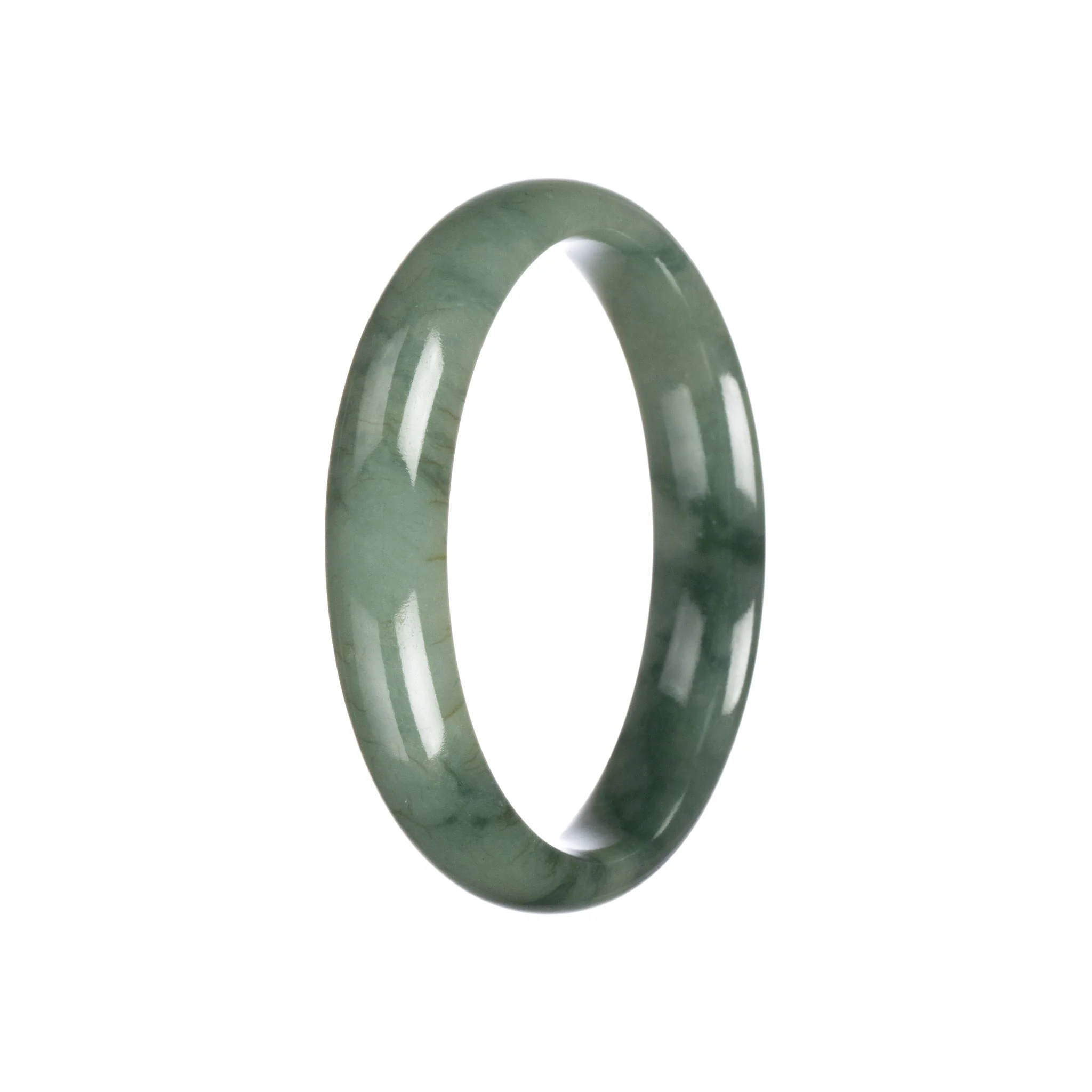 Genuine Untreated Green Traditional Jade Bangle Bracelet - 59mm Half Moon - Image 4