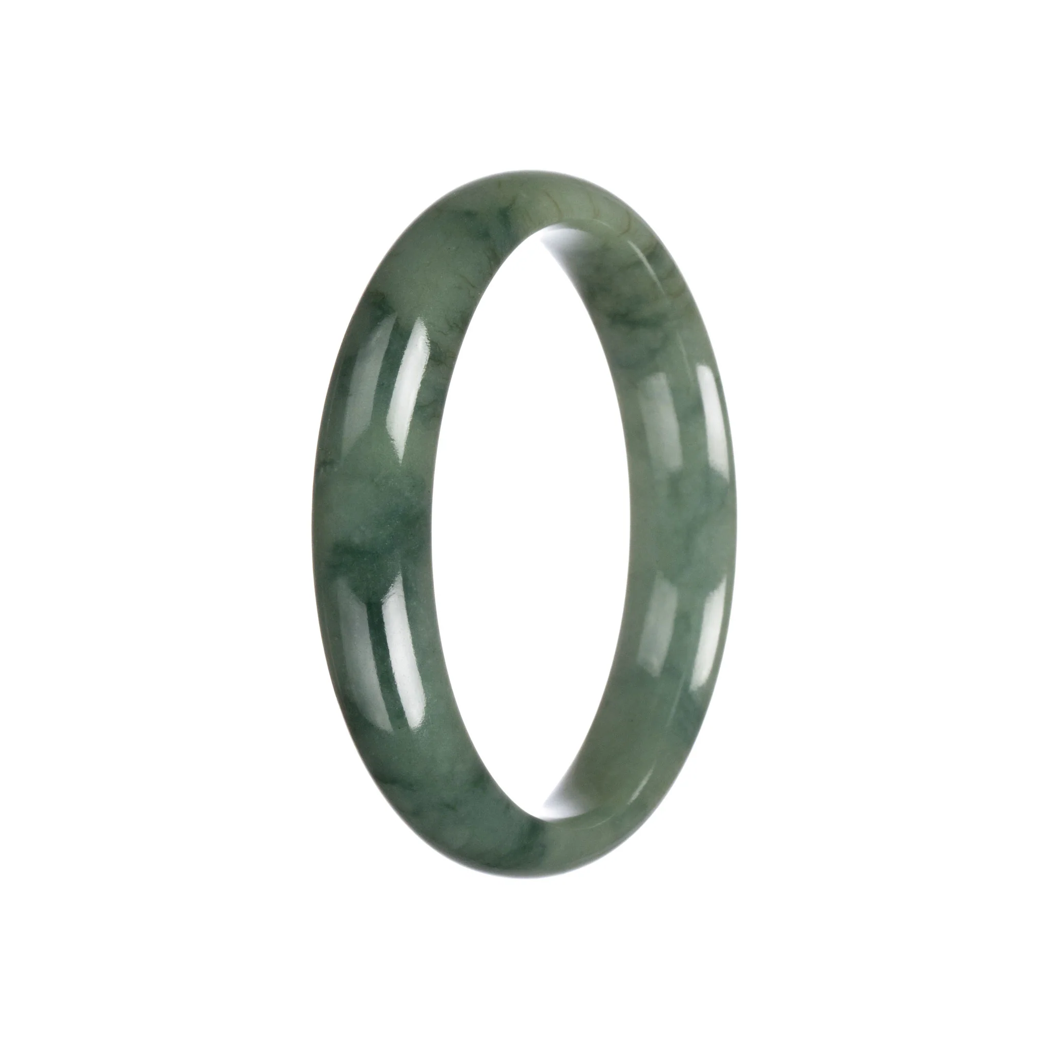 Genuine Untreated Green Traditional Jade Bangle Bracelet - 59mm Half Moon - Image 5