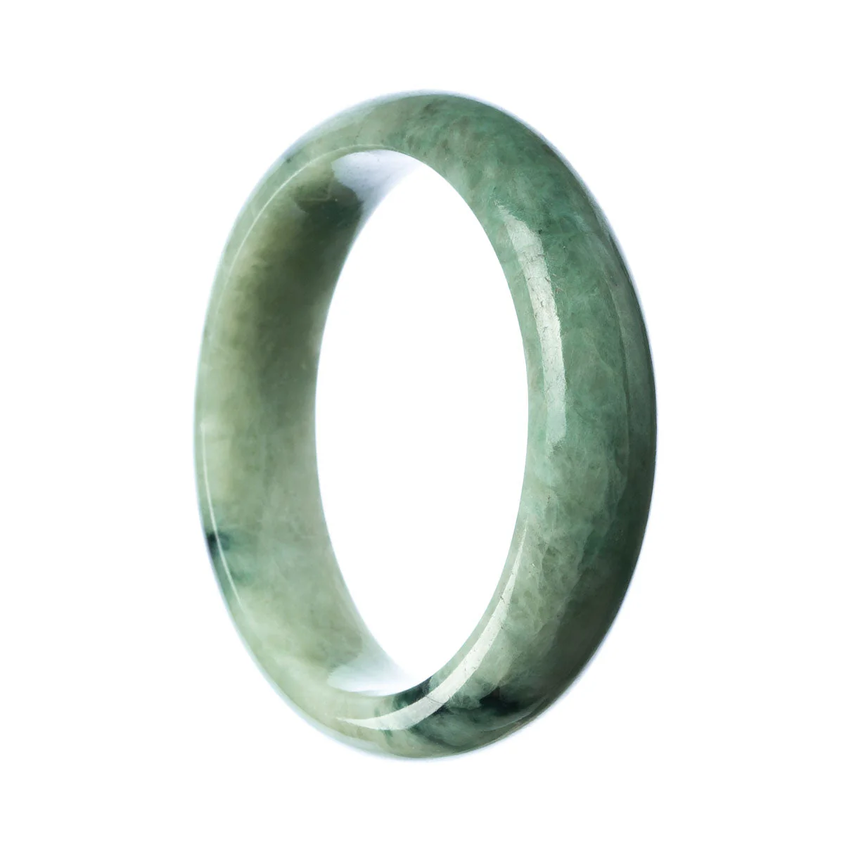 Real Grade A Green Jade Bangle - 59mm Half Moon