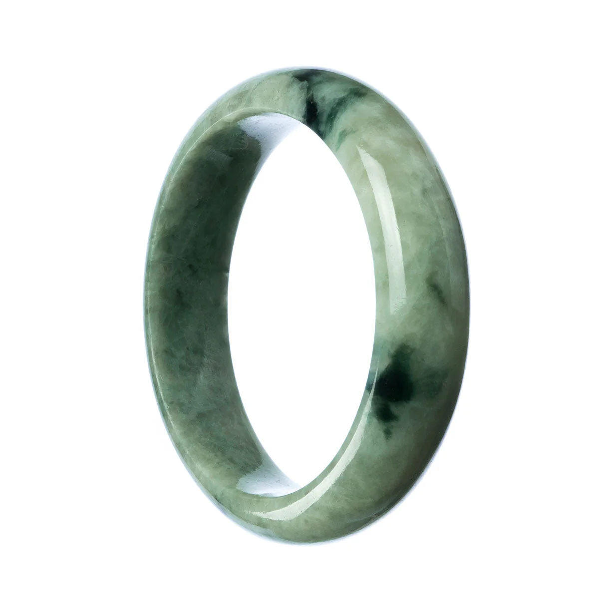 Real Grade A Green Jade Bangle - 59mm Half Moon - Image 2