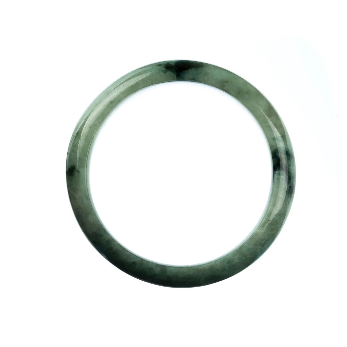 Real Grade A Green Jade Bangle - 59mm Half Moon - Image 4