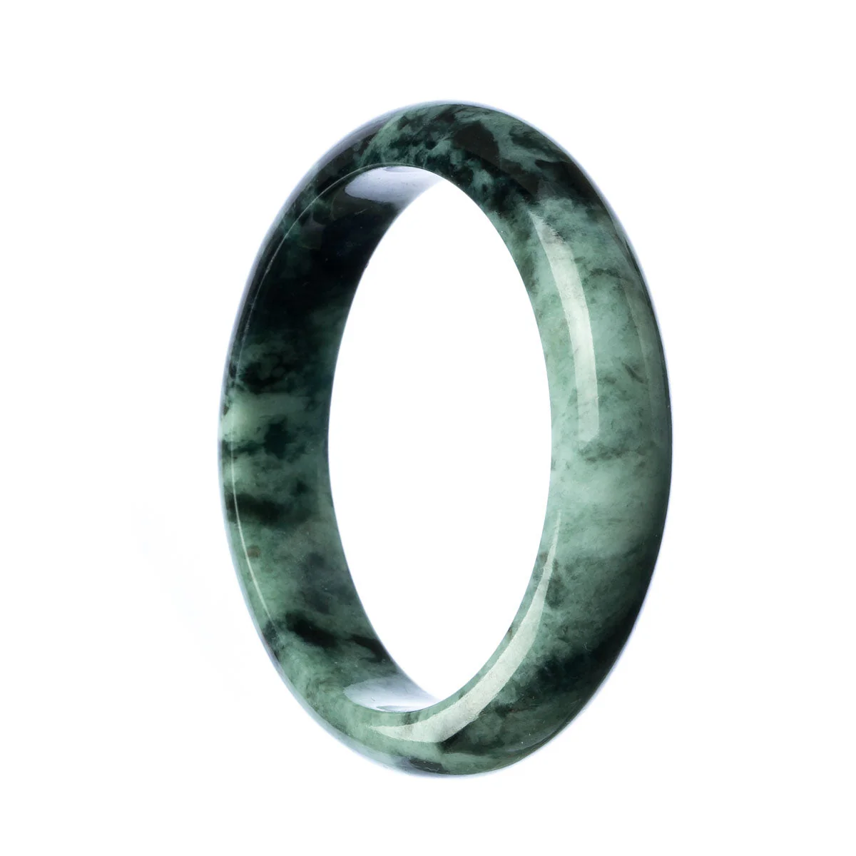 Genuine Grade A Green Jadeite Jade Bangle - 59mm Half Moon