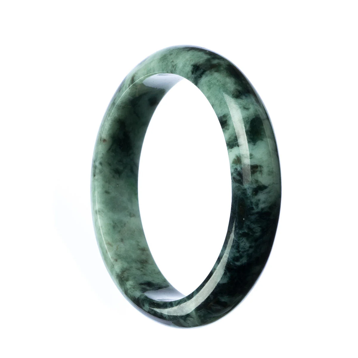 Genuine Grade A Green Jadeite Jade Bangle - 59mm Half Moon - Image 2