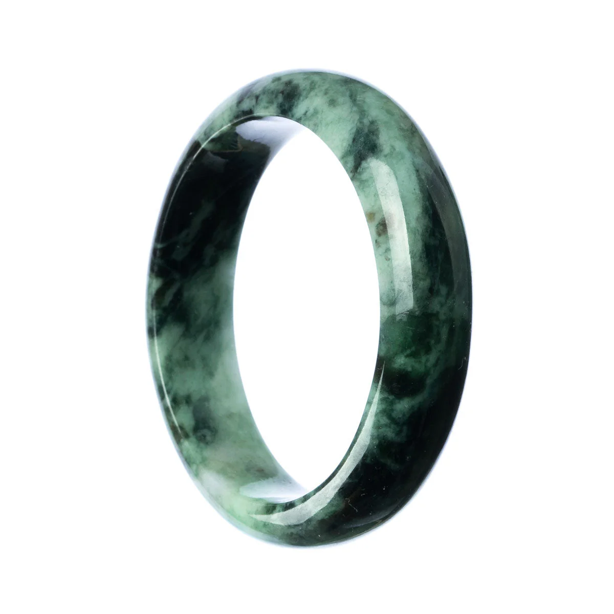 Genuine Grade A Green Jadeite Jade Bracelet - 58mm Half Moon