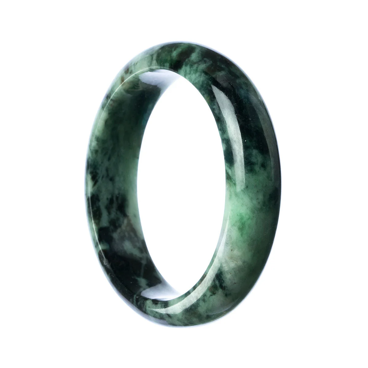 Genuine Grade A Green Jadeite Jade Bracelet - 58mm Half Moon - Image 2