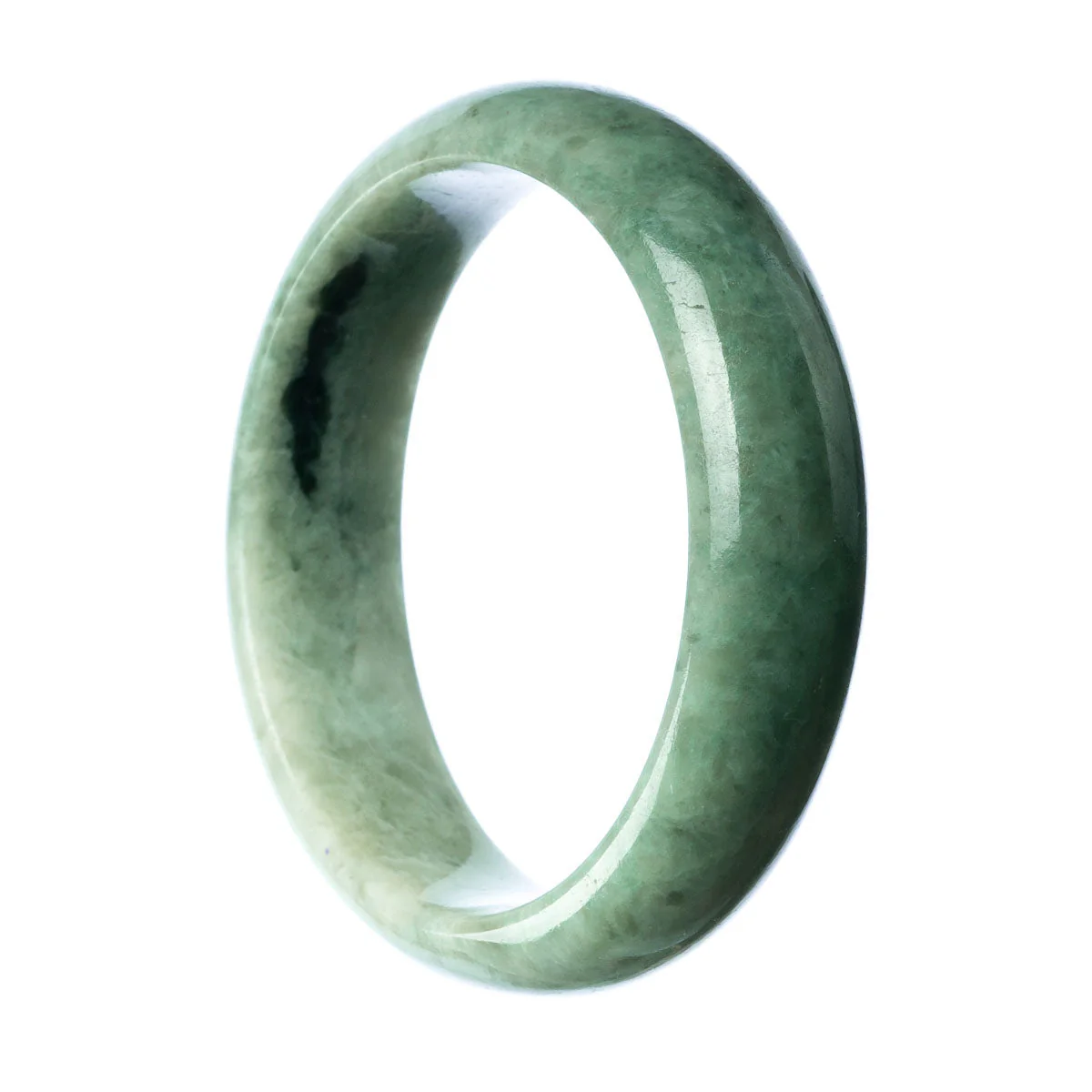 Certified Type A Green Jadeite Jade Bangle Bracelet - 62mm Half Moon