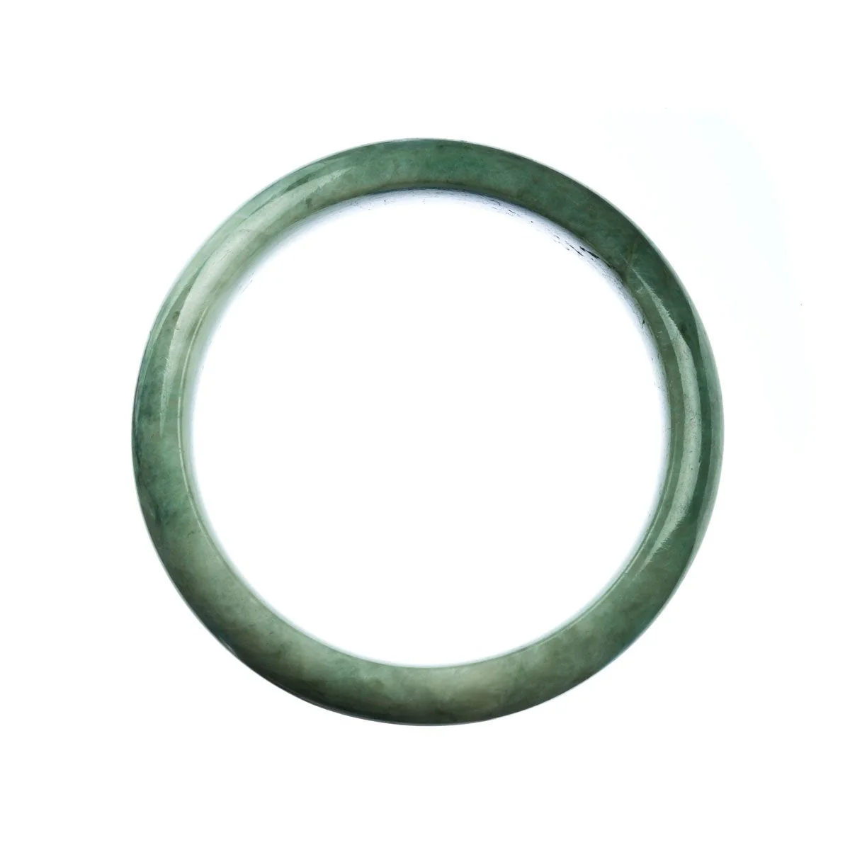 Certified Type A Green Jadeite Jade Bangle Bracelet - 62mm Half Moon - Image 3