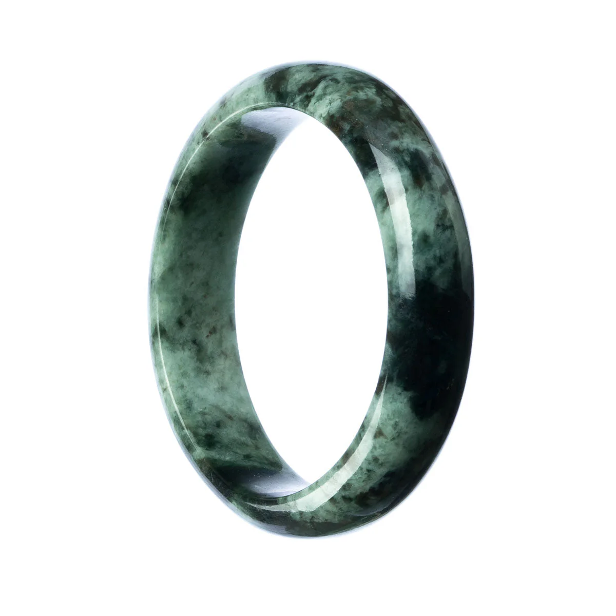 Authentic Grade A Green Burmese Jade Bangle - 58mm Half Moon