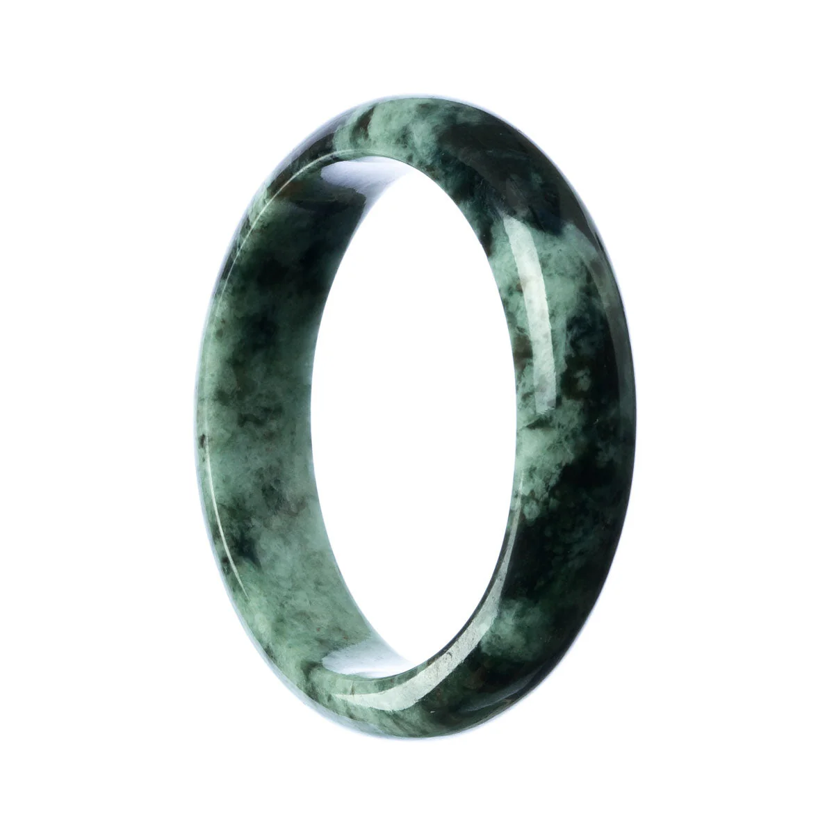Authentic Grade A Green Burmese Jade Bangle - 58mm Half Moon - Image 2