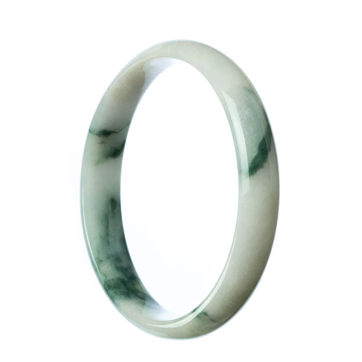 Authentic Type A Green Traditional Jade Bangle Bracelet - 74mm Half Moon - Image 2