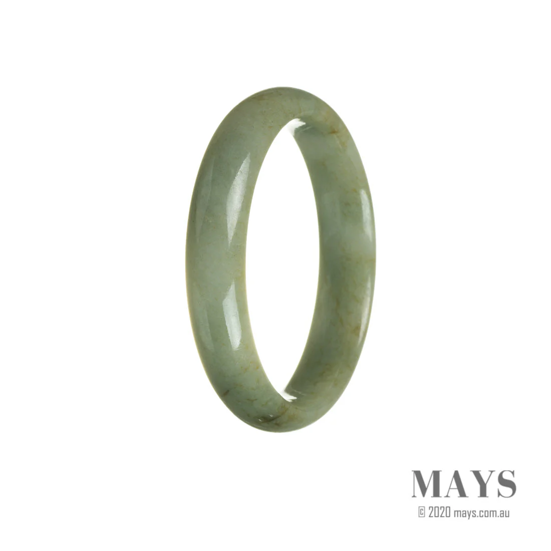 Genuine Type A Green Traditional Jade Bracelet - 57mm Half Moon