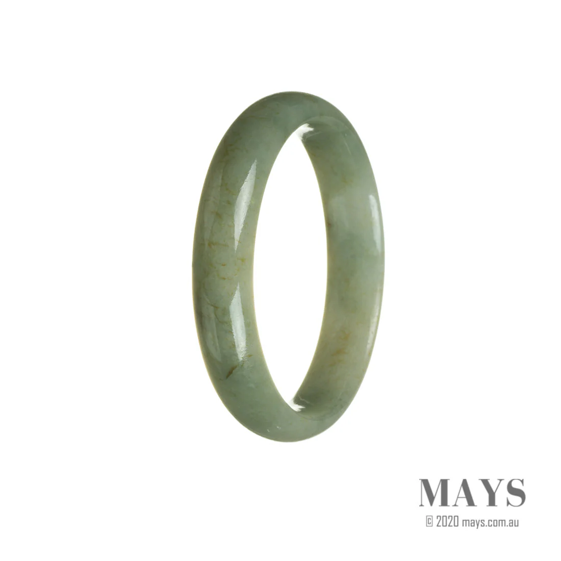 Genuine Type A Green Traditional Jade Bracelet - 57mm Half Moon - Image 3