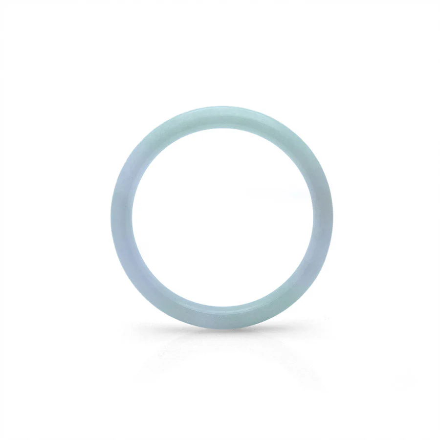 Genuine Grade A Green Lavender Jade Bracelet - 57mm Semi Round