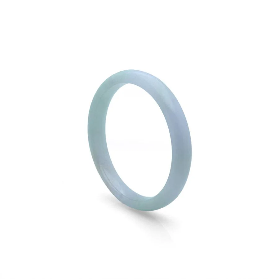 Genuine Grade A Green Lavender Jade Bracelet - 57mm Semi Round - Image 2