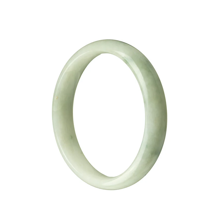 Genuine Natural Green White Jadeite Bracelet - 51mm Half Moon