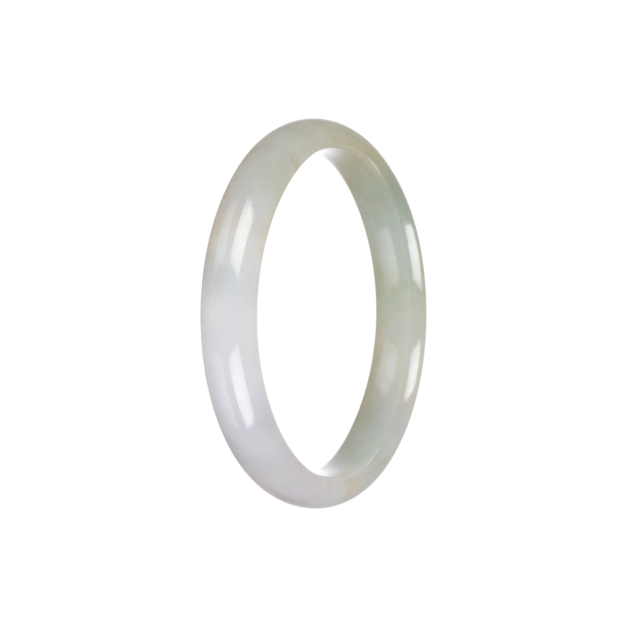 Genuine Untreated Green White Jadeite Jade Bracelet - 54mm Semi Round - Image 3