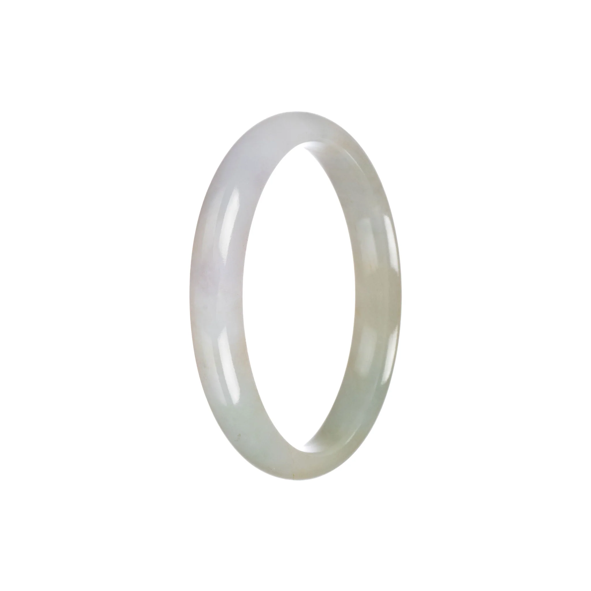 Genuine Untreated Green White Jadeite Jade Bracelet - 54mm Semi Round - Image 4