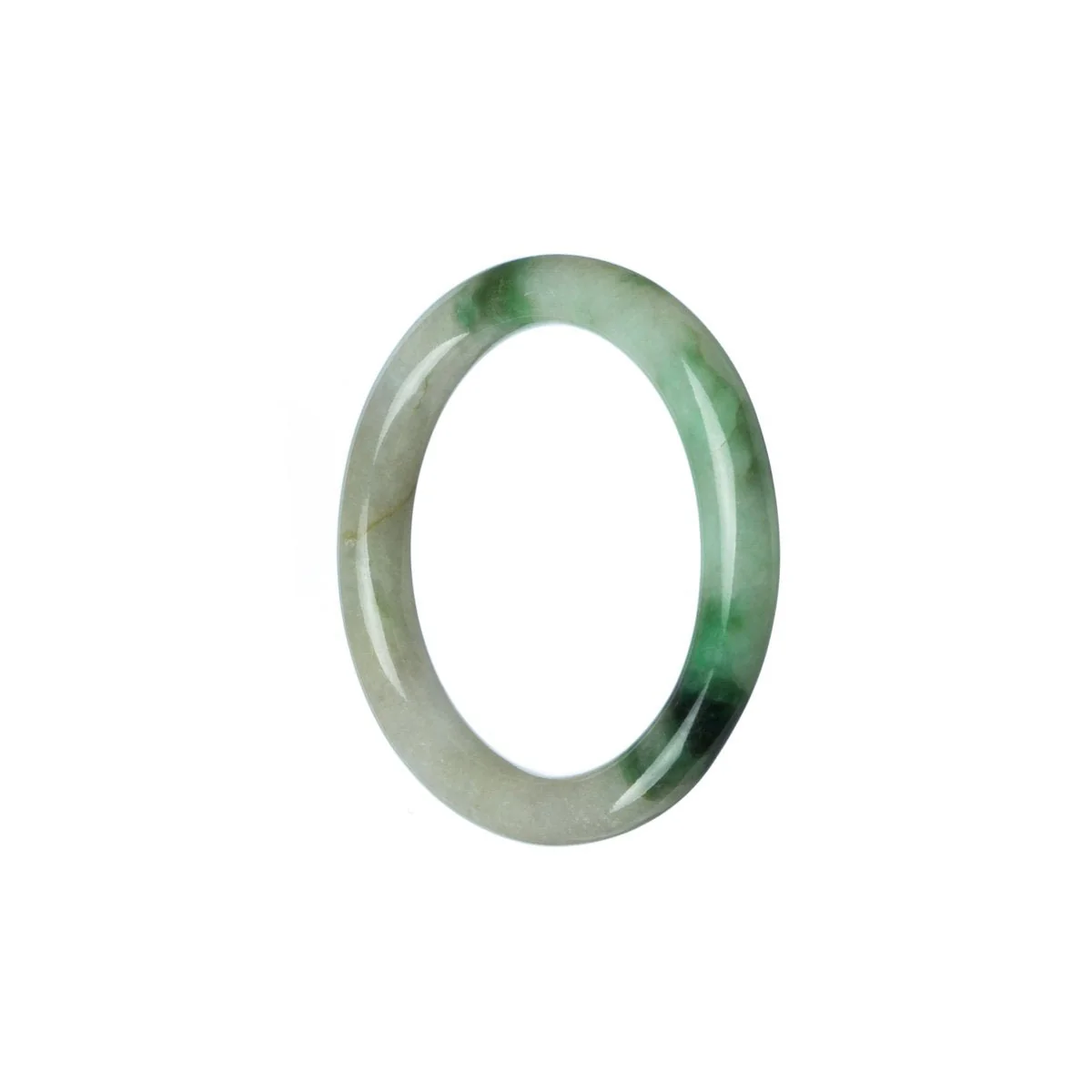 Authentic Type A Green White Jadeite Bangle - Child Round