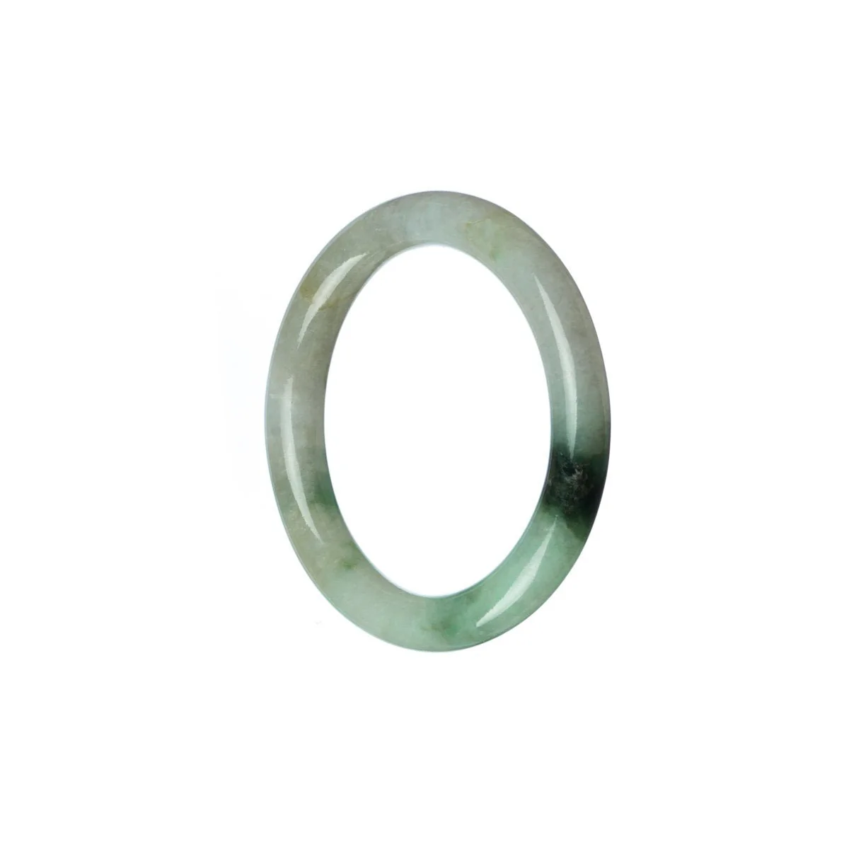 Authentic Type A Green White Jadeite Bangle - Child Round - Image 2