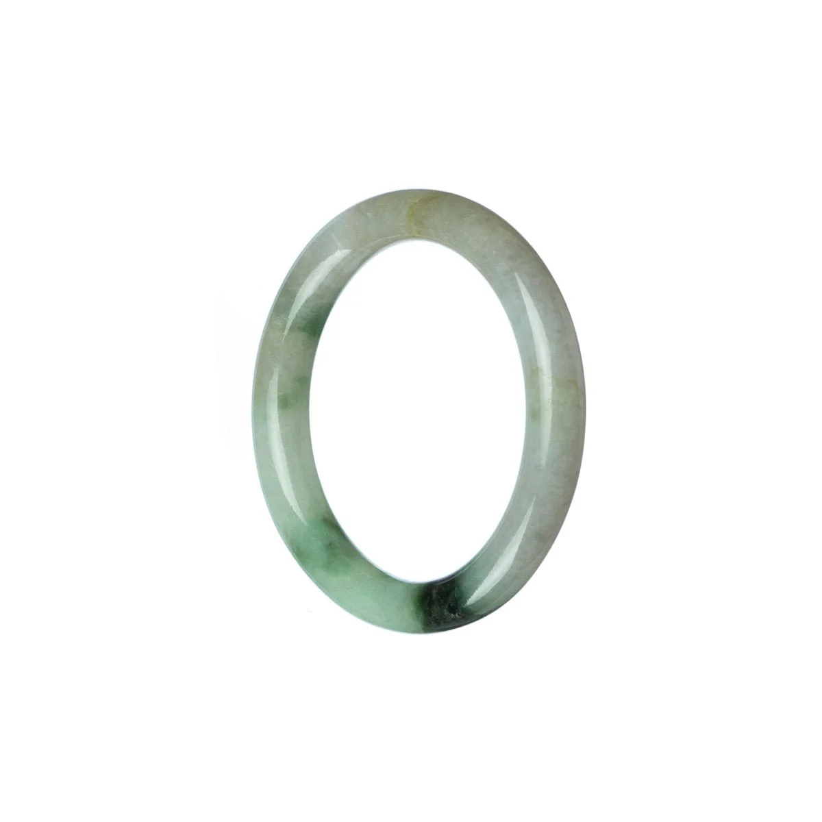 Authentic Type A Green White Jadeite Bangle - Child Round - Image 3