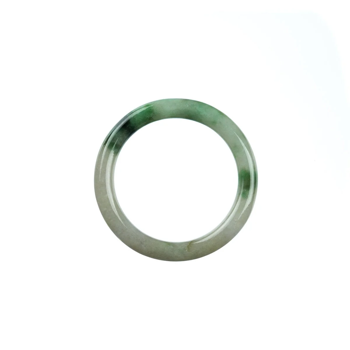 Authentic Type A Green White Jadeite Bangle - Child Round - Image 5